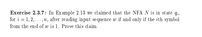 Exercise 2.3.7: In Example 2.13 we claimed that the NFA N