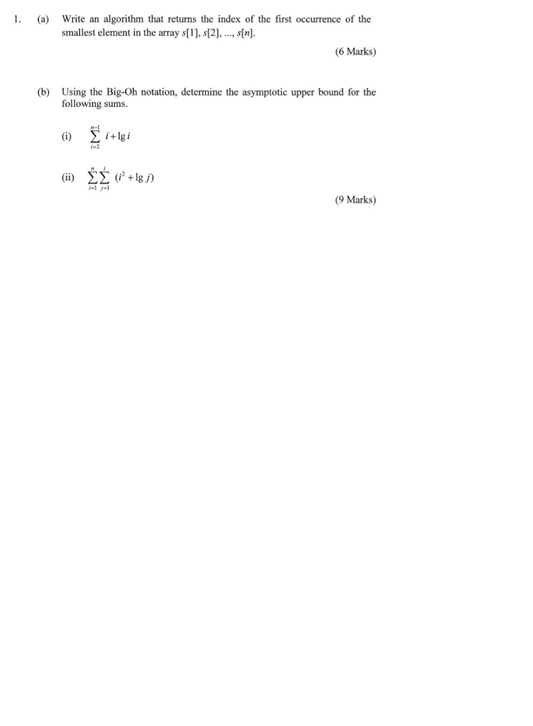 Write an algorithm that returns the index of the first occurrence