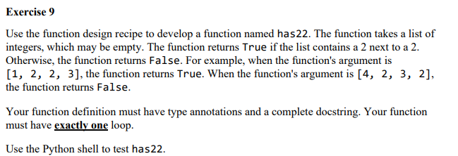 use wing 101 please Use the function design recipe to develop a