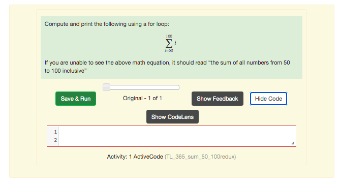 The programming language is Python. Compute and print the following using a
