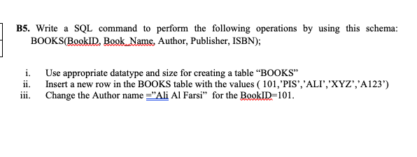  Write a SQL command to perform the following operations by using
