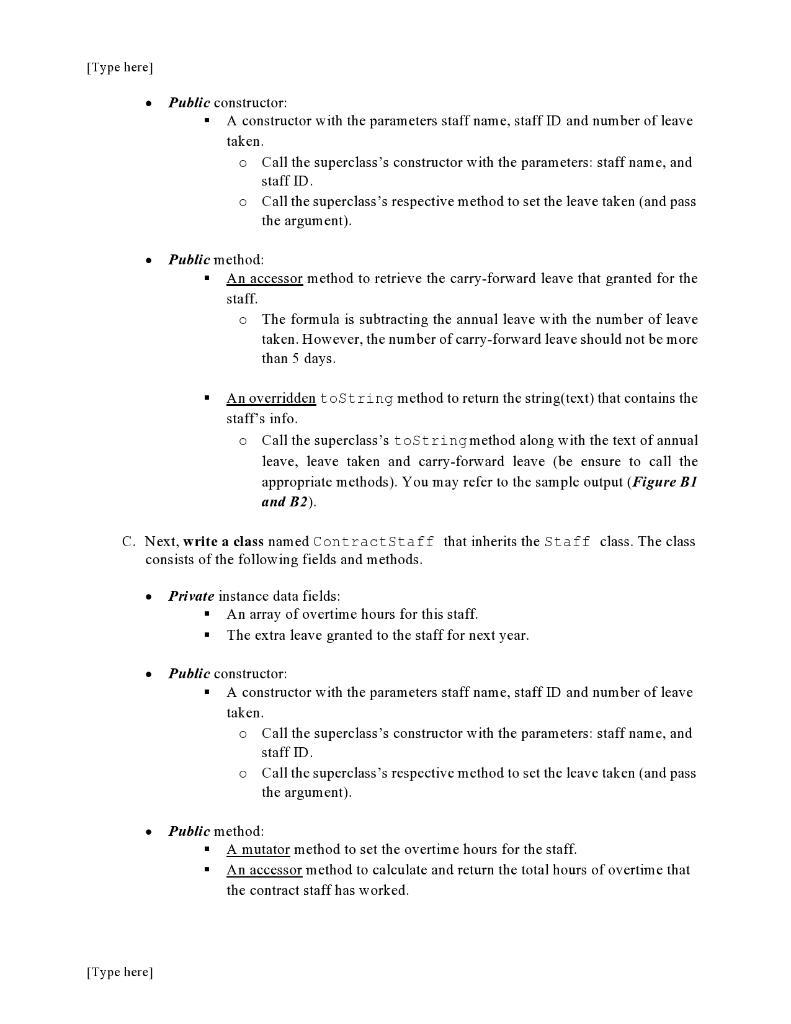 instructions: A. Write a class named Staff that represents a record of