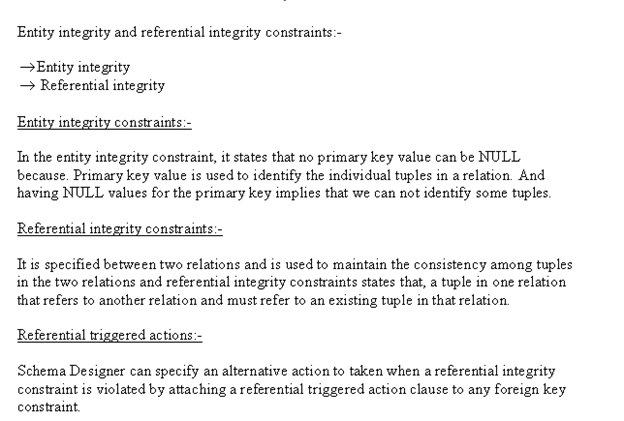 6.3. How does SQL allow implementation of the entity integrity and referential
