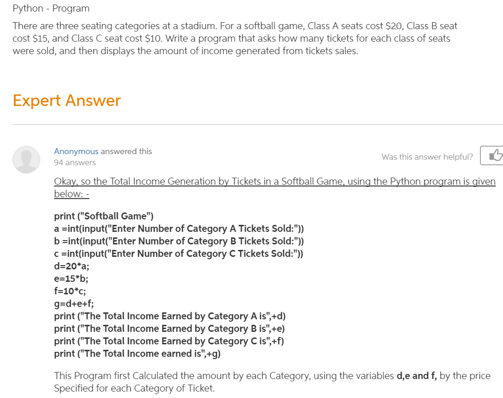 Below is the python that I have the answers 2 and i