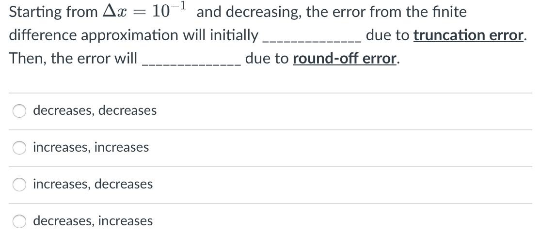  -1 = Starting from Ax 10 and decreasing, the error from