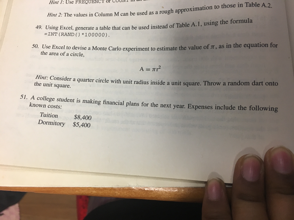 Please show #51 simulation on Excel Use Hint 1: Use FREQUENCY or