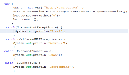 what is the output of this java code? try URL u =