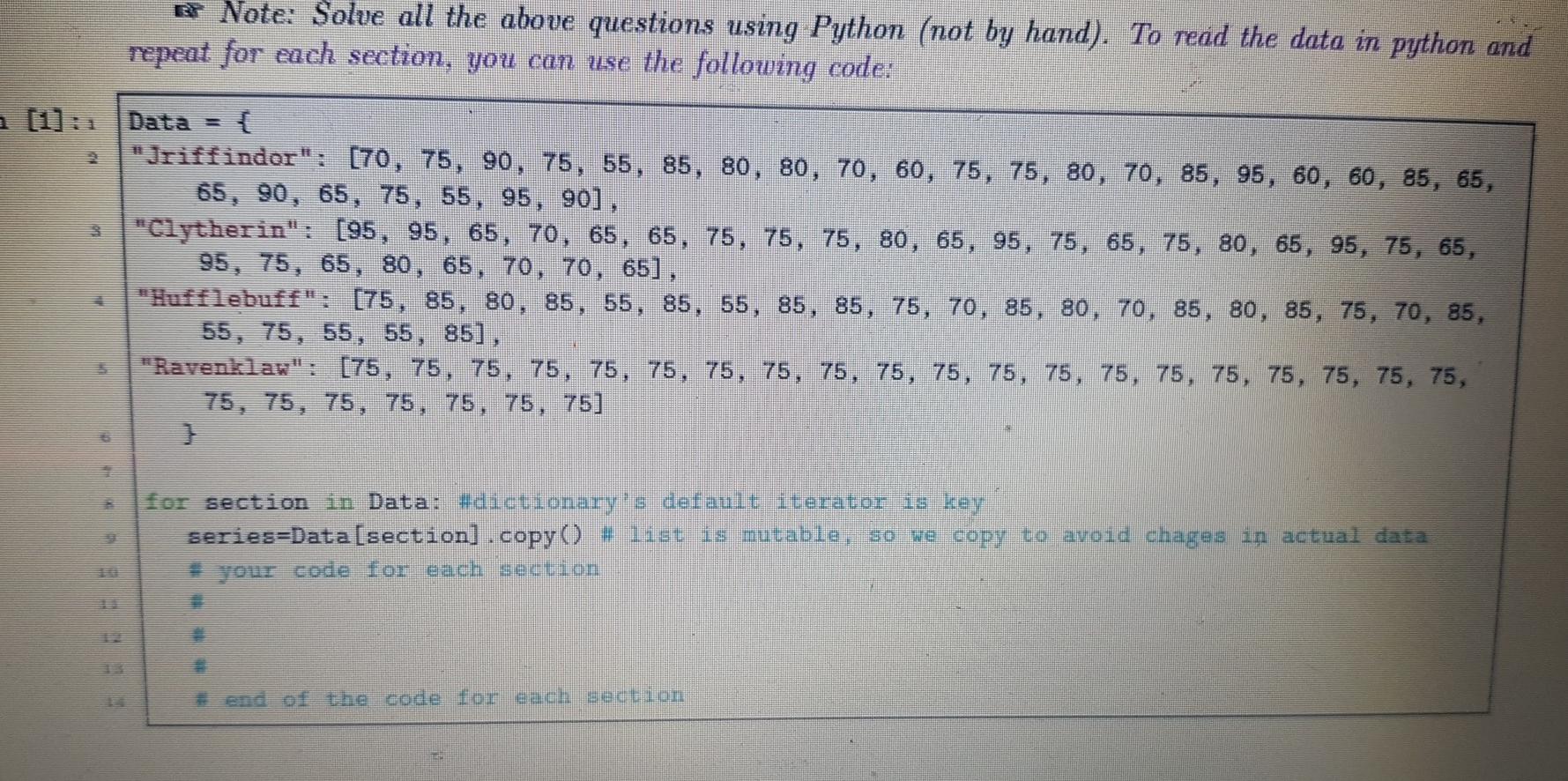 , mode and median Consider the following data related to the final