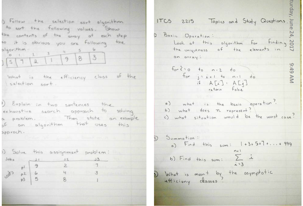  Follow the selection sort algorithm to sort the following values. Show