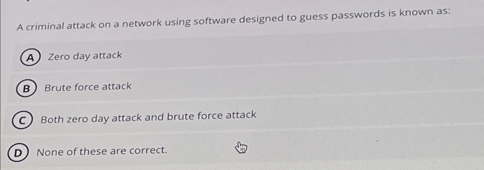  A criminal attack on a network using software designed to guess