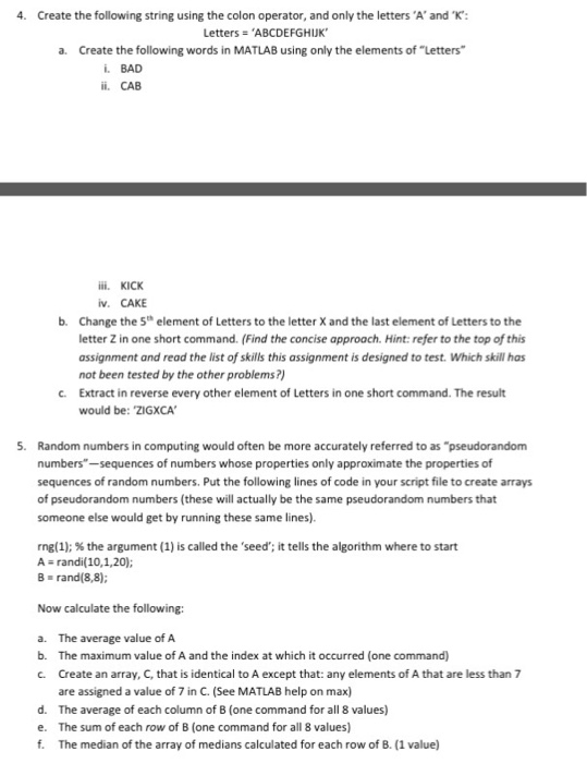MATLAB Create the following string using the colon operator, and only the