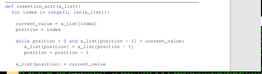 #python #computer science Assume we pass the following list into the Insertion
