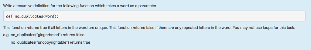 Please complete the following two recursive functions. The test code and required
