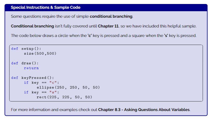  Special Instructions \& Sample Code Some questions require the use of