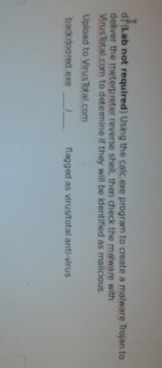  d Lab not required) Using the calc exe program to create