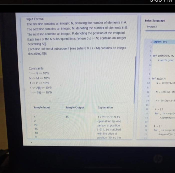 Problem Statement Python 3 There are N people standing in a line,