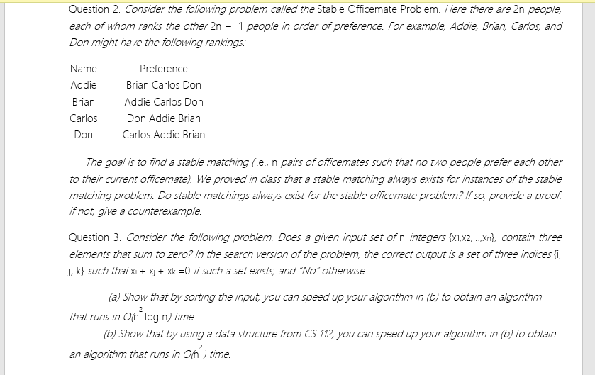  Can someOne Please Help me Solve this Algorithm analysis ? Consider