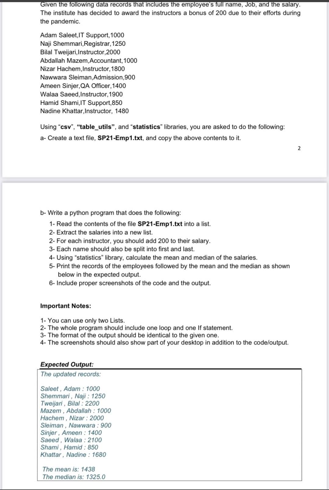  Please help me. Using python. Given the following data records that