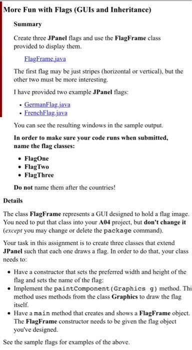  java pls its attached at the bottom More Fun with Flags