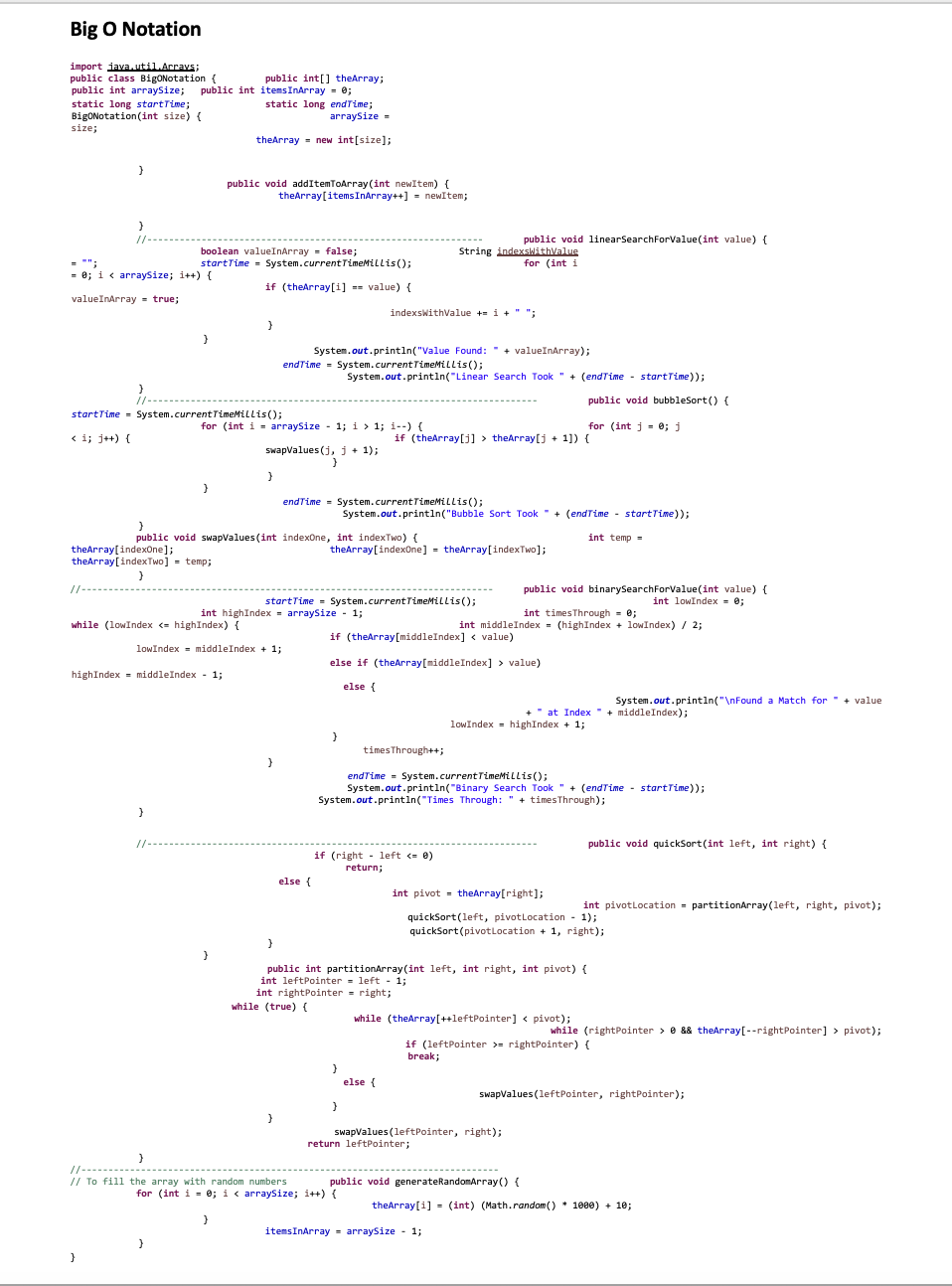 JAVA PROGRAM: LABORATORY EXERCISE: Use the above class which defines the different