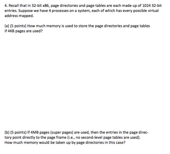 Memory and Page directories Question: Please Answer A and B and explain