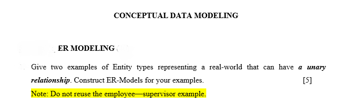 ER MODELING Give two examples of Entity types representing a real-world