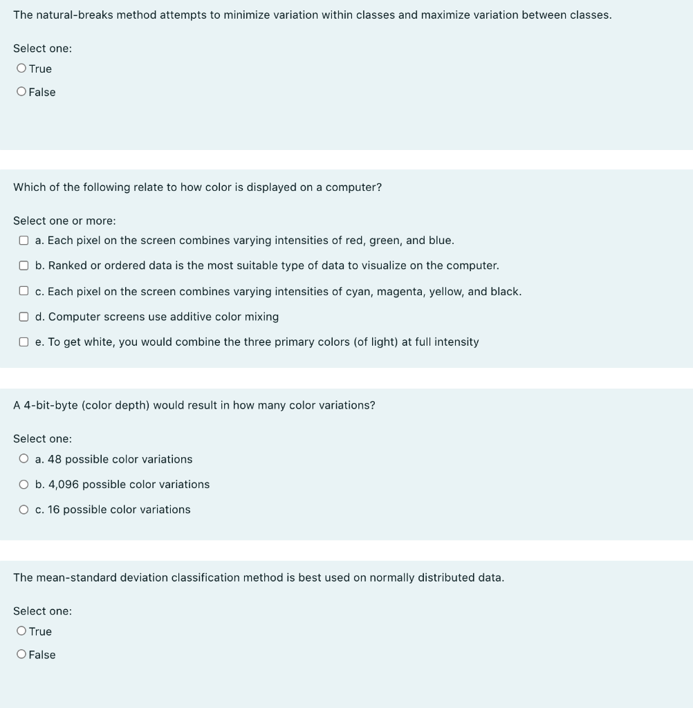  The natural-breaks method attempts to minimize variation within classes and maximize