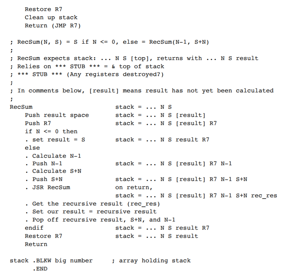 all we need are spaces for parameters, the return value, the return