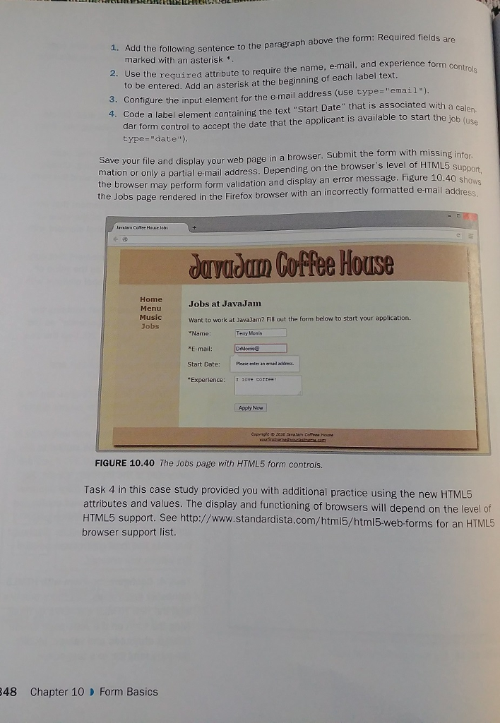 existing JavaJam website (Chap starting point. You will add a new page