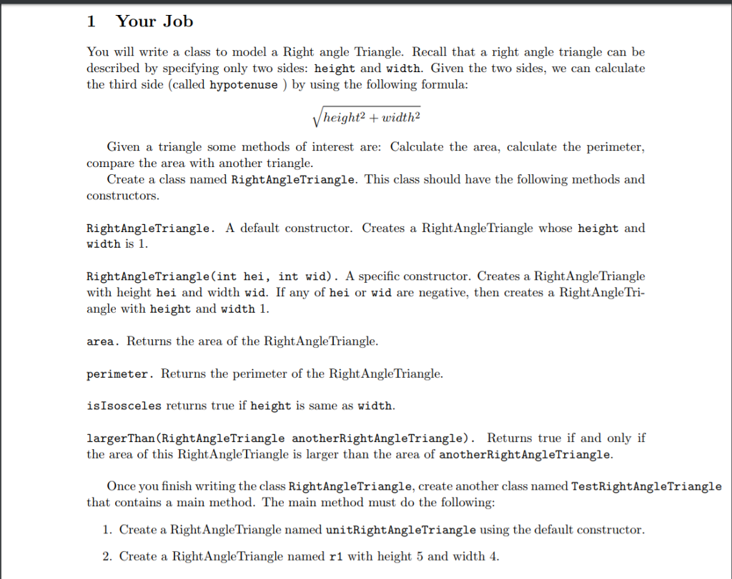 1 Your Job You will write a class to model a