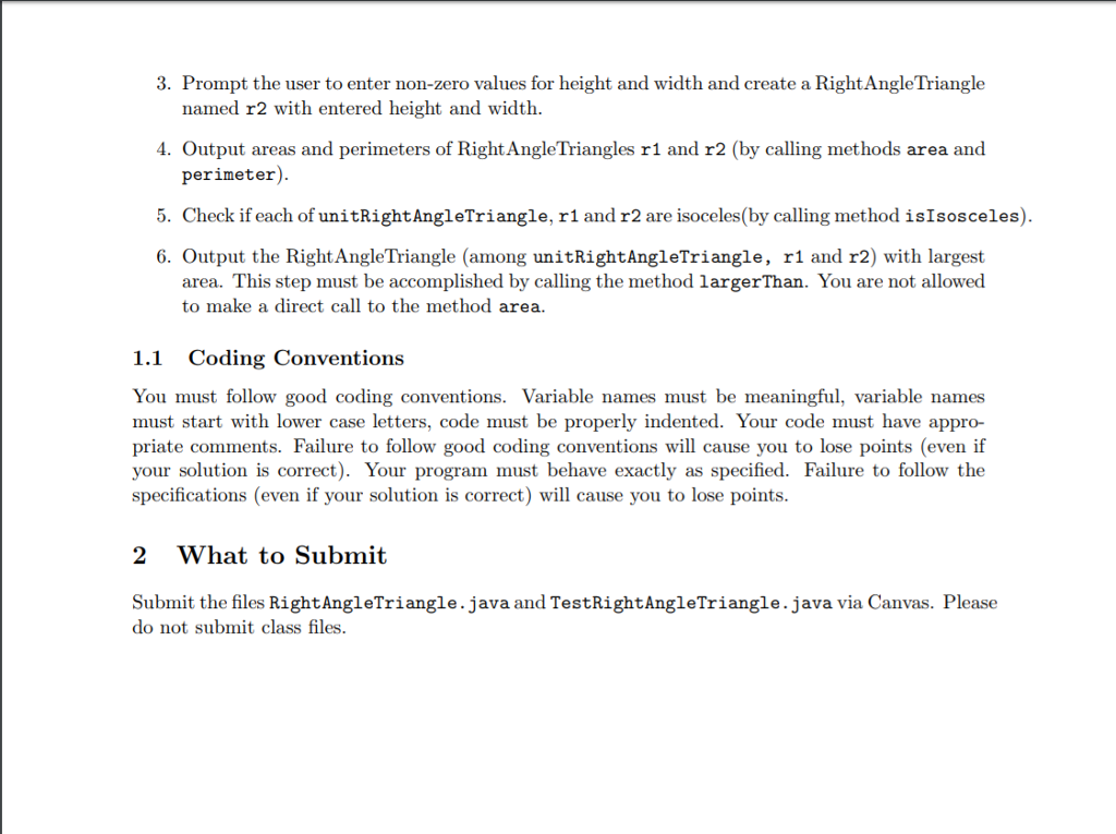 Right angle Triangle. Recall that a right angle triangle can be described