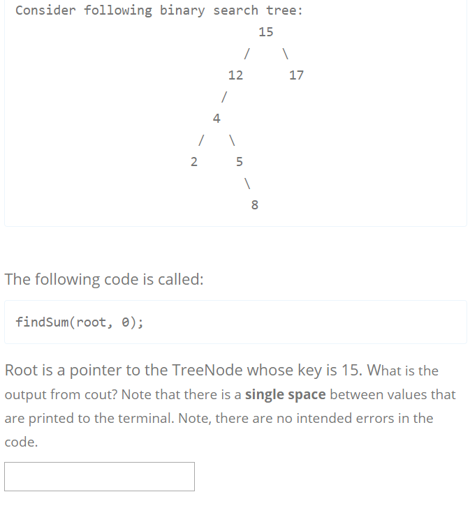 1); int rightSum = findsun(root-right, depth + 1); cout key; if (depth