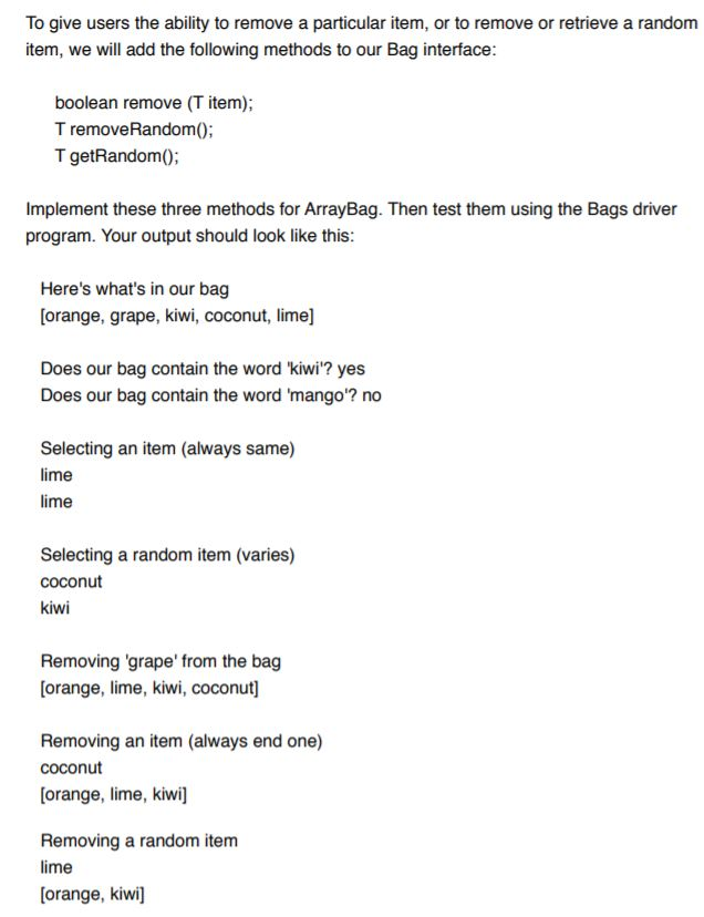 Java Question.... (has to do with arrays) The 3 things I have:
