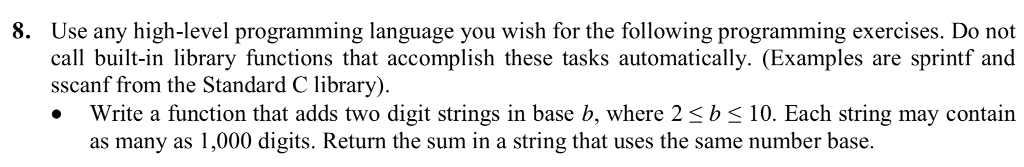 In java please. 8. Use any high-level programming language you wish for
