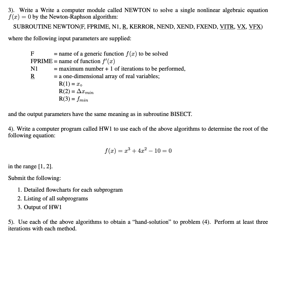XEND, FXEND, VITR, VX, VFX) where the following input parameters are supplied: