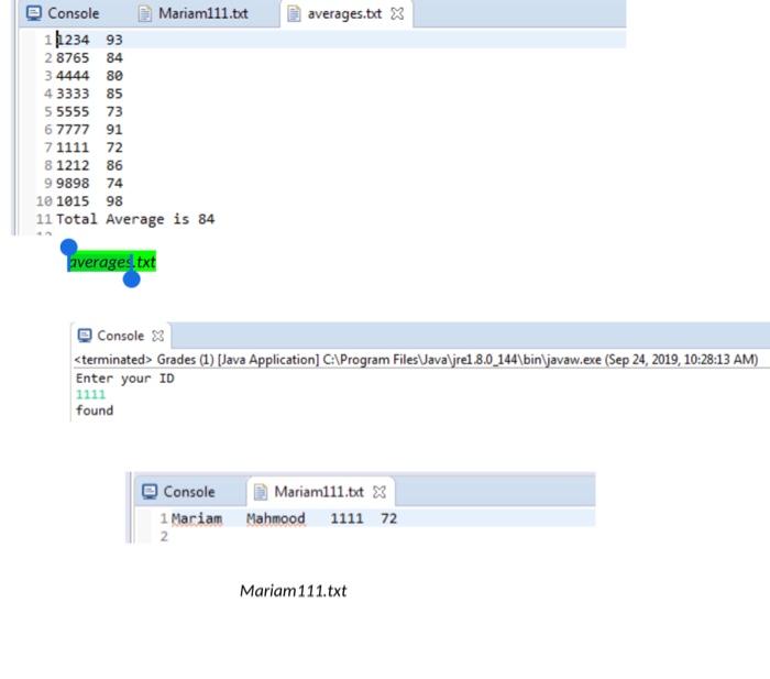 name it averages.txt. II. Calculate and print the class overall total average