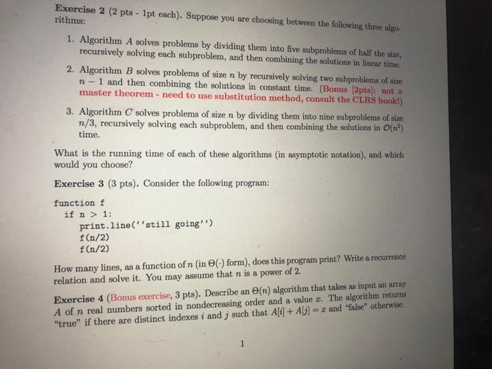 online Spring 2021 HW 2 Exercise 1 (1 pt each). Solve the