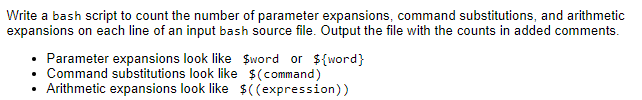 LINUX bash script programming Example Write a bash script to count the