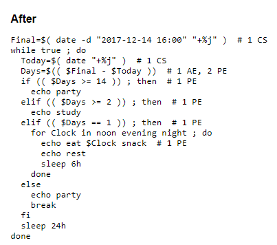 in added comments. Parameter expansions look like $word or $wordh Command substitutions