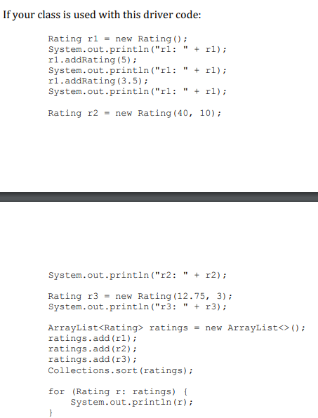 lab is to implement and test a class to store ratings of