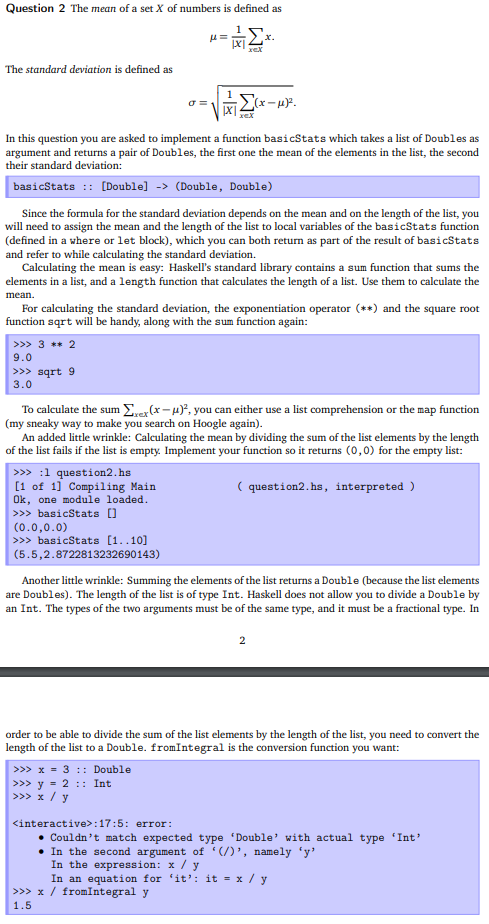 Need help with Haskell Coding, please. Please provide code with the following