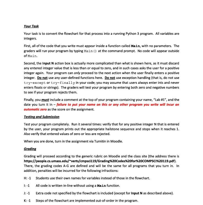below? COMPSCI 119 LAB #1 - Converting a Flowchart into Python The
