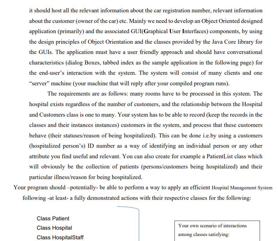 according to the requirements of the description below) This Project basically will