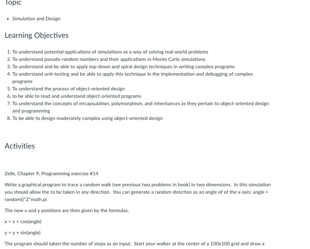 opic Simulation and Design Learning Objective:s 1. To understand potential applications