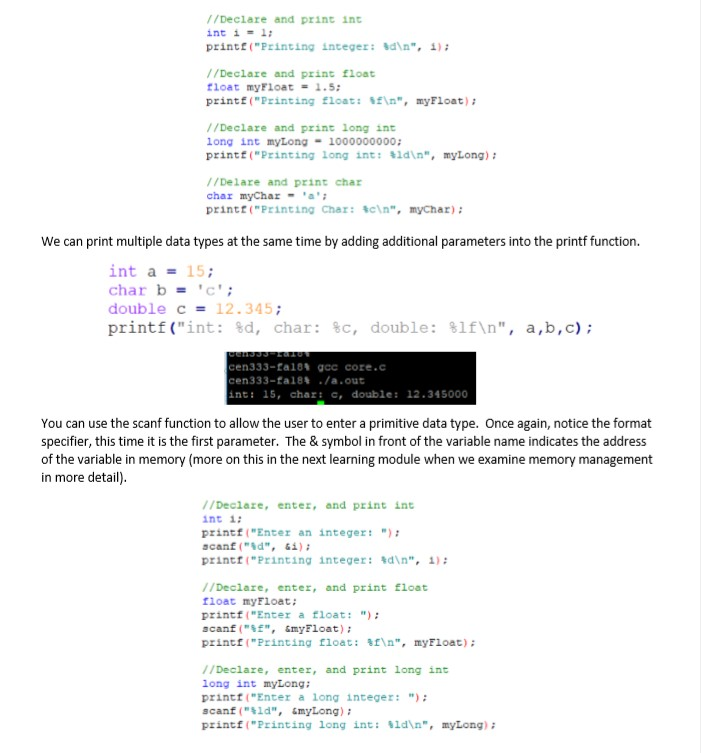 challenge problem? Thank you Lab #10-TODAY'S LAB TOPICS: Primitive Data Types, Printf/Scanf