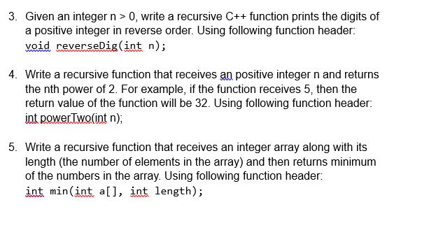  C++ Needs to Build and Run PLease! 3. Given an integer