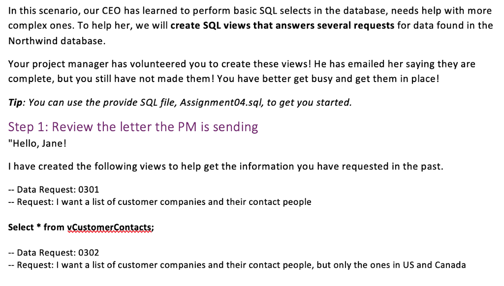  In this scenario, our CEO has learned to perform basic SQL