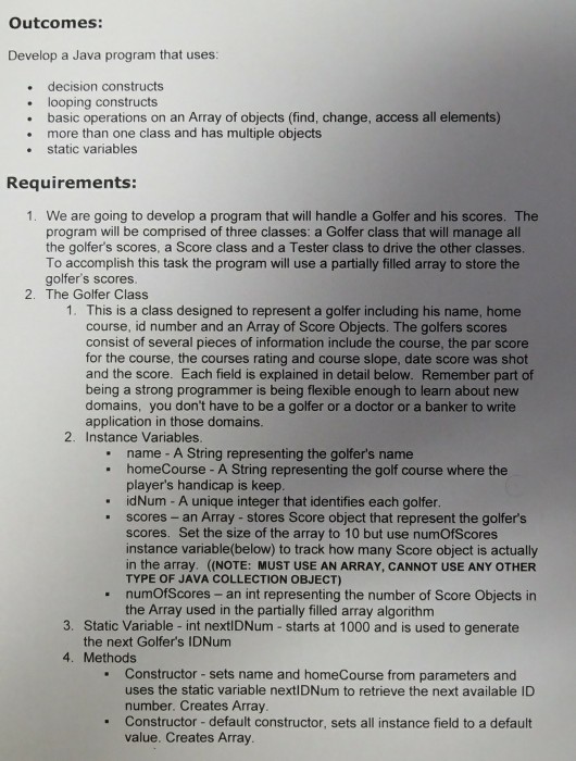  Outcomes: Develop a Java program that uses: . decision constructs looping