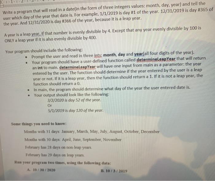 write a C program. Write a program that will read in a