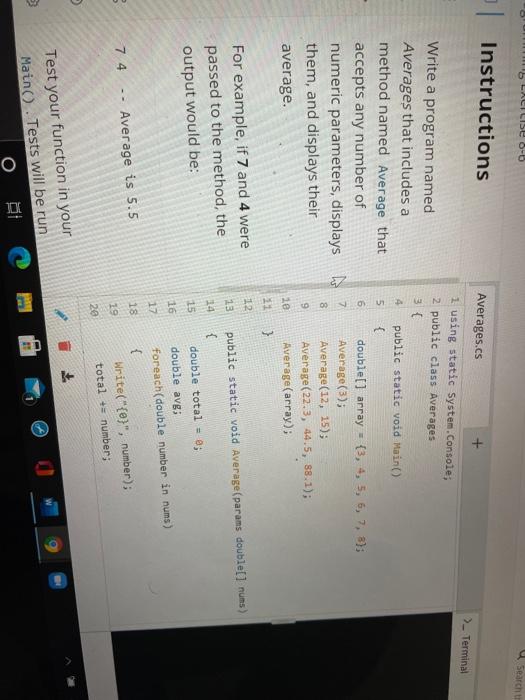  LACILISE 6-6 Search | Instructions >_Terminal Write a program named Averages